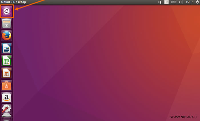 clicca sull'icona della ricerca di Ubuntu