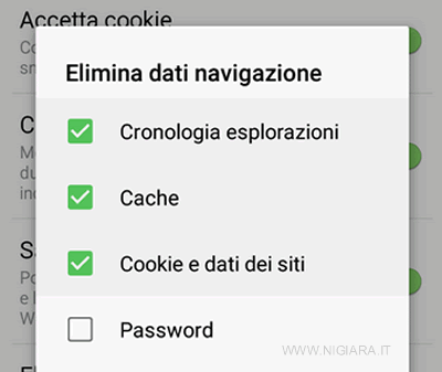 Elimina dati di navigazione