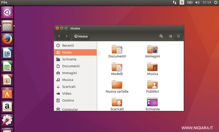 una schermata di esempio del desktop di Ubuntu